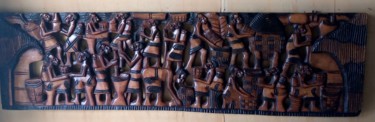Sculpture titled "Market place" by Obed Omwange, Original Artwork, Wood