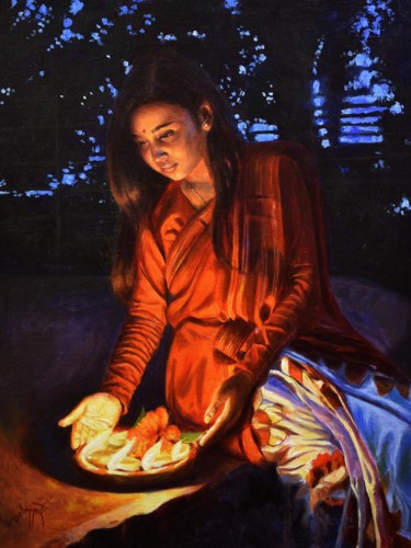 Painting titled "PRAYER" by Debojyoti Boruah, Original Artwork, Acrylic