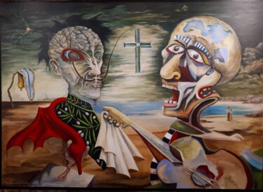 Schilderij getiteld "Dali et Picasso ple…" door De Bonsecours, Origineel Kunstwerk, Acryl
