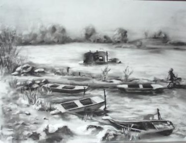 Dessin intitulée "barques2" par De Bonsecours, Œuvre d'art originale
