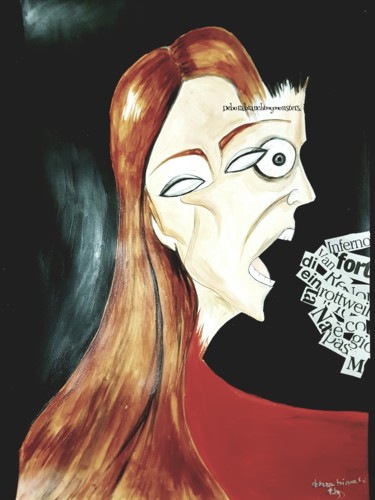 Painting titled "L'URLO DELL'IRA. d.b" by Debora Bianchi, Original Artwork, Acrylic