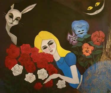 Pittura intitolato "Alice nel paese del…" da Debora Bianchi, Opera d'arte originale, Acrilico