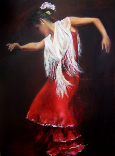 Painting titled "Flamenco dancer" by Calidè, Original Artwork