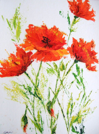 Painting titled "poppies" by Calidè, Original Artwork