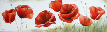 Painting titled "Poppies" by Calidè, Original Artwork, Oil