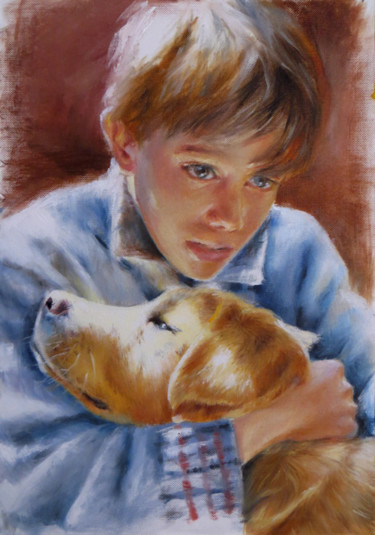 Painting titled "My best friend" by Calidè, Original Artwork, Oil