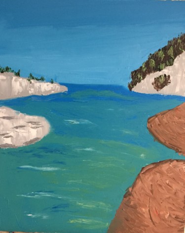 Painting titled "Calanques" by Déborah Alyanakian, Original Artwork, Oil