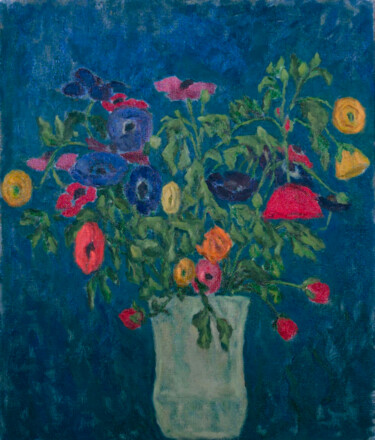 Pintura intitulada ""Le vase mille fleu…" por Deborah Hanson Murphy, Obras de arte originais, Óleo Montado em Armação em mad…
