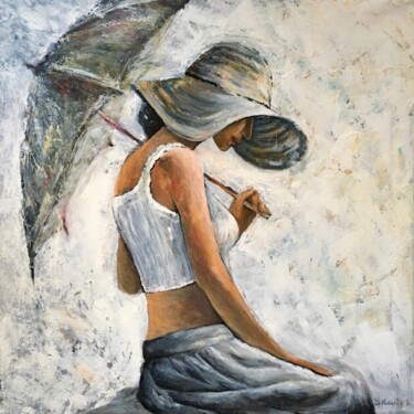 Ζωγραφική με τίτλο "Femme l’ombrelle, p…" από Deborah Kerner, Αυθεντικά έργα τέχνης, Λάδι