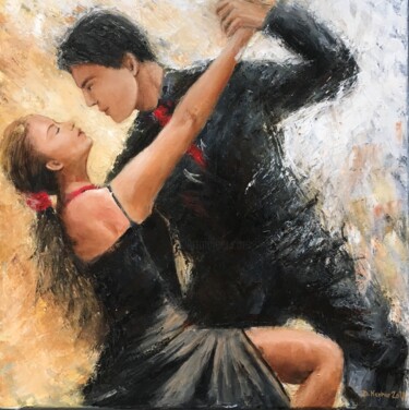 Pintura titulada "Couple de danseurs" por Deborah Kerner, Obra de arte original, Oleo Montado en Bastidor de camilla de made…