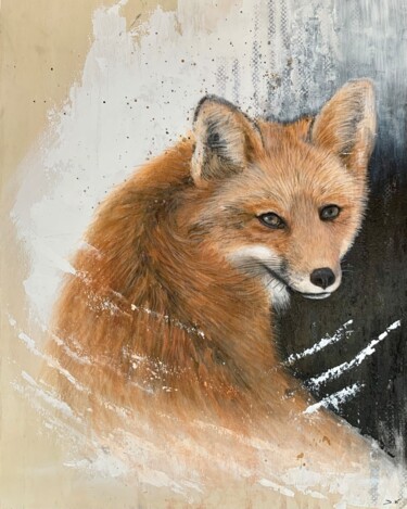 Painting titled "Saring at the fox" by Deborah Kerner, Original Artwork, Acrylic