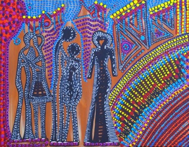 Malerei mit dem Titel "Women meeting Mirit…" von Mirit Ben-Nun, Original-Kunstwerk, Acryl