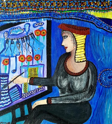 Painting titled "Israeli Women acryl…" by Mirit Ben-Nun, Original Artwork, Acrylic