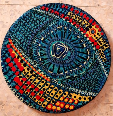 Malerei mit dem Titel "Mandala painting is…" von Mirit Ben-Nun, Original-Kunstwerk, Acryl