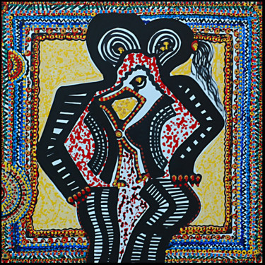 Картина под названием "Cuadros etnicos en…" - Mirit Ben-Nun, Подлинное произведение искусства, Акрил