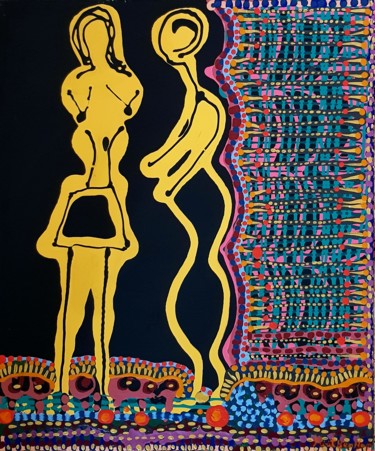 Painting titled "Zentangle modern ar…" by Mirit Ben-Nun, Original Artwork, Acrylic