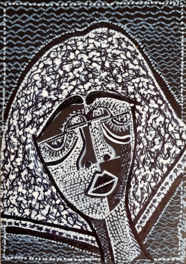 Drawing titled "Rostro de mujer obr…" by Mirit Ben-Nun, Original Artwork, Ink