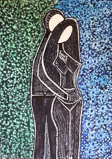 Disegno intitolato "Woman jewish drawin…" da Mirit Ben-Nun, Opera d'arte originale, Inchiostro