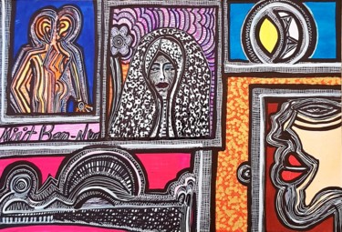 Dessin intitulée "Painters from Israe…" par Mirit Ben-Nun, Œuvre d'art originale, Encre