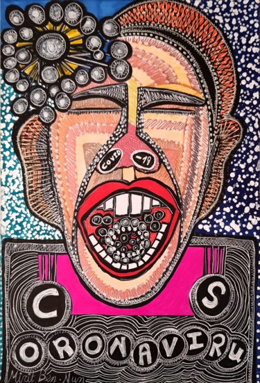 Painting titled "Corona virus covid-…" by Mirit Ben-Nun, Original Artwork, Ink