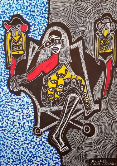 Картина под названием "Pintor israeli visi…" - Mirit Ben-Nun, Подлинное произведение искусства, Чернила