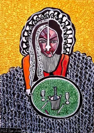 Peinture intitulée "Woman jewish origin…" par Mirit Ben-Nun, Œuvre d'art originale, Encre