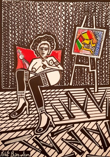 Schilderij getiteld "Israeli art Mirit B…" door Mirit Ben-Nun, Origineel Kunstwerk, Inkt