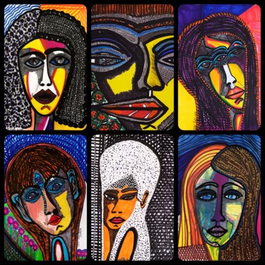 Painting titled "Portraits from is i…" by Mirit Ben-Nun, Original Artwork, Ink