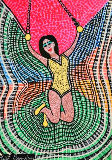 Malerei mit dem Titel "Woman jewish naive…" von Mirit Ben-Nun, Original-Kunstwerk, Acryl