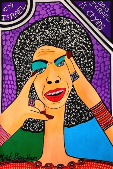 Schilderij getiteld "Naive Israeli Mirit…" door Mirit Ben-Nun, Origineel Kunstwerk, Acryl