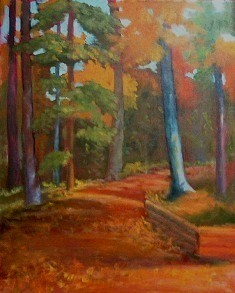 Painting titled "October Path" by Deborah Palmer, Original Artwork