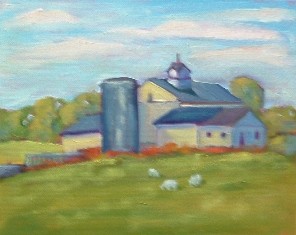 Painting titled "Mansfield Sheep" by Deborah Palmer, Original Artwork, Oil