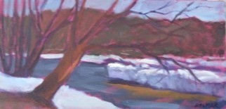 Painting titled "Trees on the Deerfi…" by Deborah Palmer, Original Artwork, Oil