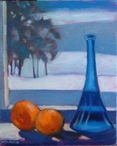 Painting titled "Oranges" by Deborah Palmer, Original Artwork, Oil