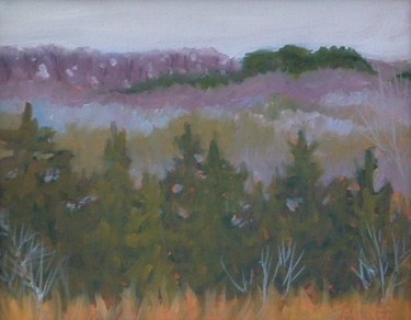 Painting titled "December Hills" by Deborah Palmer, Original Artwork, Oil