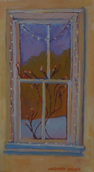 Painting titled "Nightengale Window" by Deborah Palmer, Original Artwork, Oil