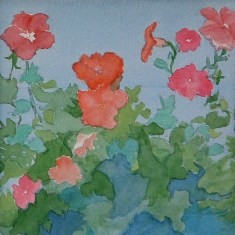 Painting titled "Petunias" by Deborah Palmer, Original Artwork, Oil