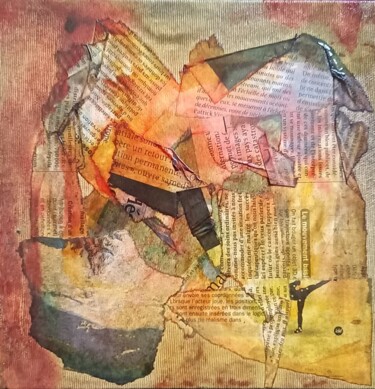 Peinture intitulée "Le patineur" par Deborah Vincent, Œuvre d'art originale, Collages
