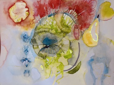 Malerei mit dem Titel "VIVID WARMTH" von Rebecca De Figueiredo, Original-Kunstwerk, Aquarell