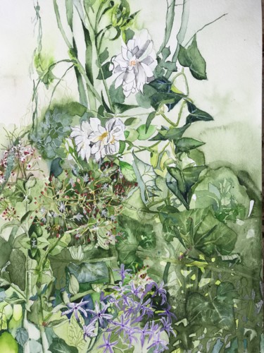Painting titled "FROM THE GARDEN" by Rebecca De Figueiredo, Original Artwork, Watercolor
