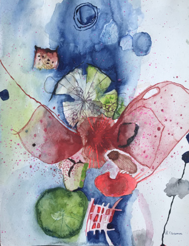 Painting titled "CREEPING CHEERFUL C…" by Rebecca De Figueiredo, Original Artwork, Watercolor
