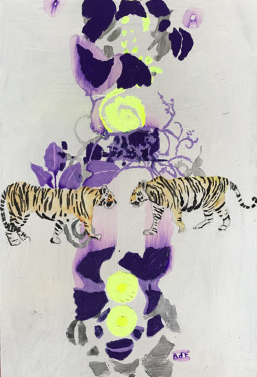 Painting titled "TIGERS, (during loc…" by Rebecca De Figueiredo, Original Artwork, Acrylic