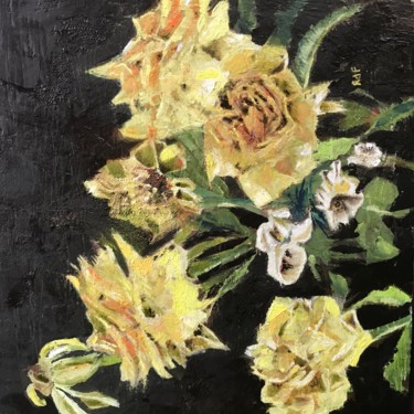 Pintura intitulada "Wilting roses" por Rebecca De Figueiredo, Obras de arte originais, Óleo Montado em Armação em madeira