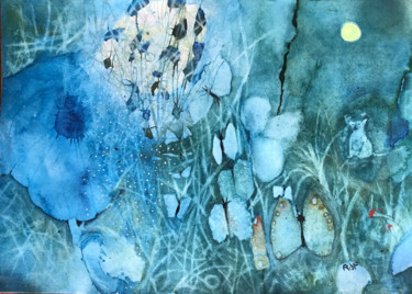 Malerei mit dem Titel "Evening zen" von Rebecca De Figueiredo, Original-Kunstwerk, Aquarell