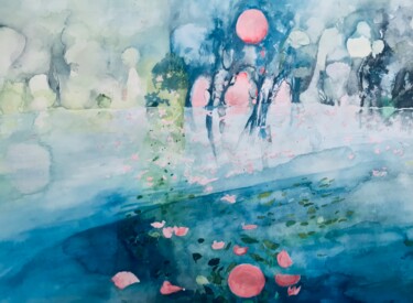 Painting titled "Early moon.  When t…" by Rebecca De Figueiredo, Original Artwork, Watercolor