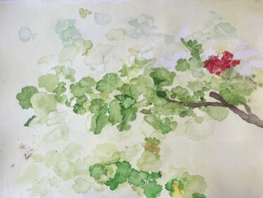 Картина под названием "Geraniums" - Rebecca De Figueiredo, Подлинное произведение искусства, Акварель