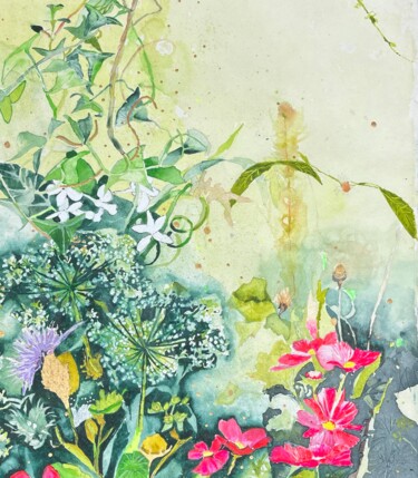 Painting titled "Ellie’s garden" by Rebecca De Figueiredo, Original Artwork, Watercolor