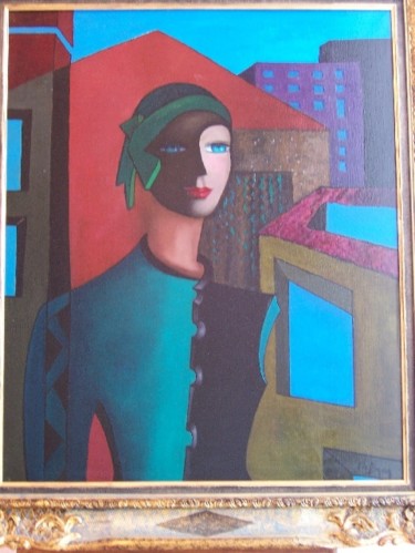 Peinture intitulée "City-women" par Patricia De Boysson, Œuvre d'art originale, Huile Monté sur Châssis en bois