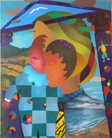 Peinture intitulée "Lorque l'enfant par…" par Patricia De Boysson, Œuvre d'art originale, Huile Monté sur Châssis en bois