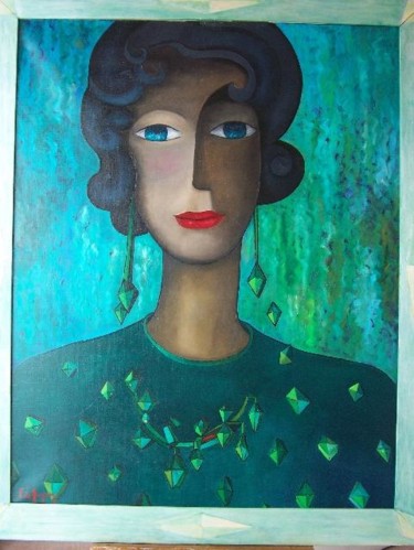 Peinture intitulée "esmeralda" par Patricia De Boysson, Œuvre d'art originale, Huile Monté sur Châssis en bois